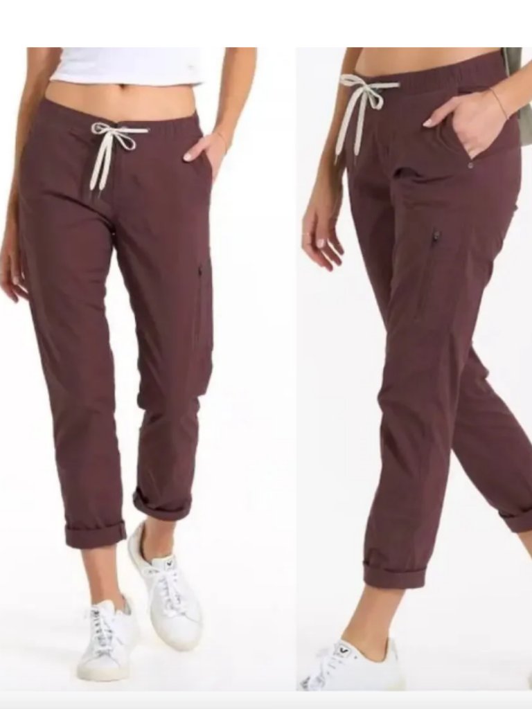 Vuori Women's Ripstop Pant L Chestnut Burgundy Organic Cotton Stretch Outdoor